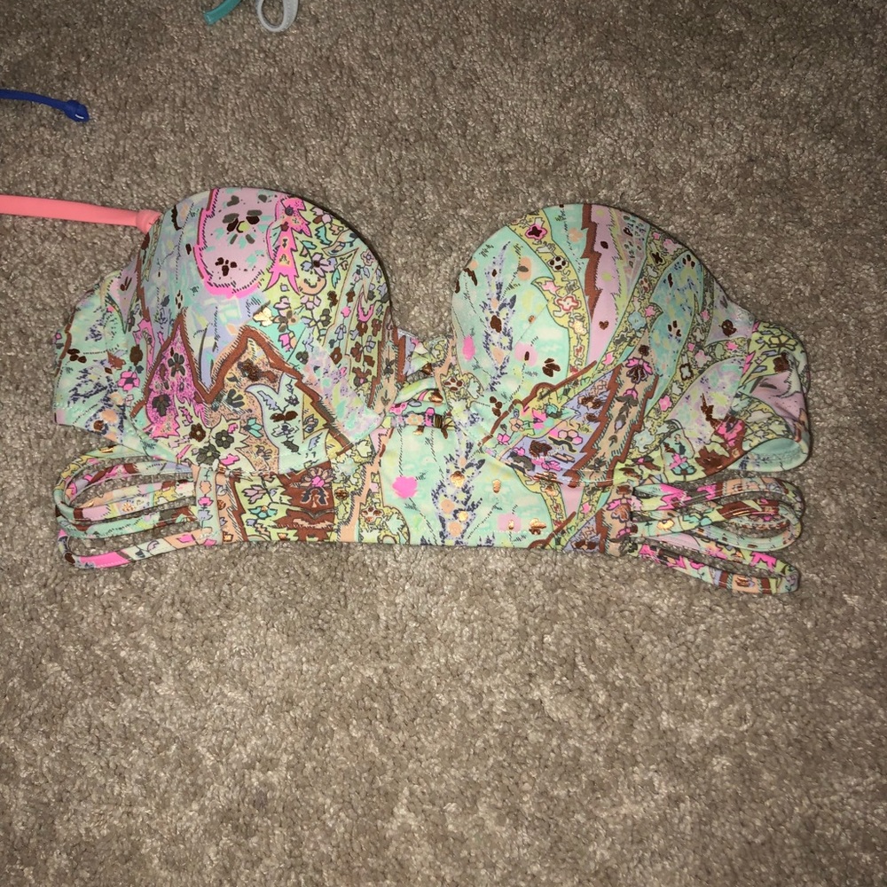 printed strapless bikini